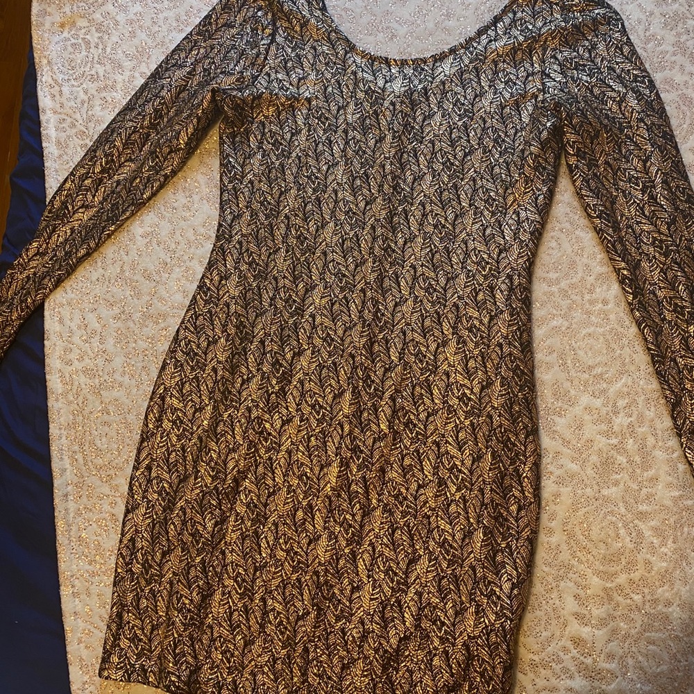gold and black dress